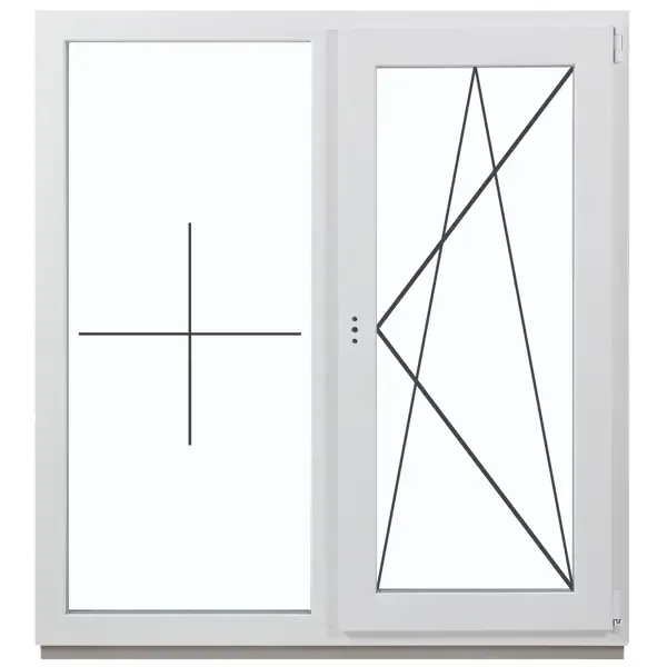 Окно пластиковое ПВХ Deceuninck двустворчатое 1160x1000 мм (ВxШ) однокамерный стеклопакет белый/белый