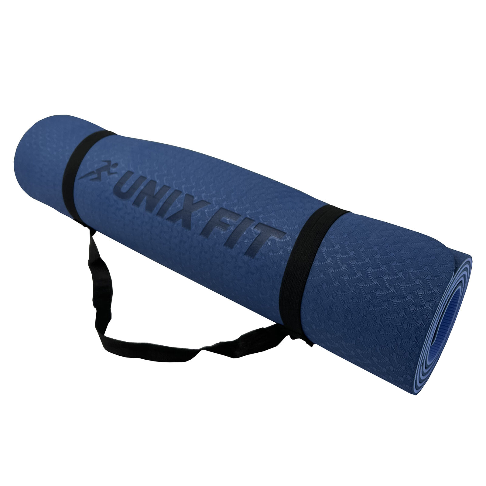 Коврик для йоги и фитнеса UNIX Fit двусторонний, 180 х 61 х 0,8 см, двуцветный, голубой UNIX Fit™ Коврики для йоги и фит