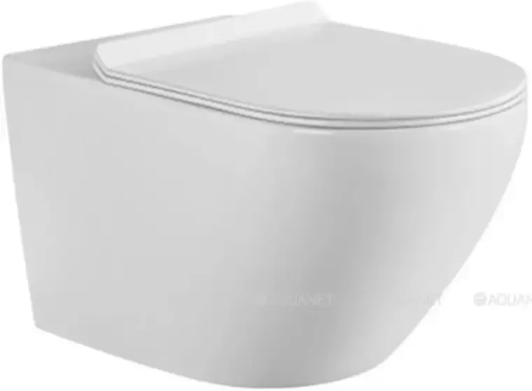 Подвесной унитаз безободковый «Aquanet» Cetus W Short LX-1900 белый с сиденьем ультратонкое дюропласт с микролифтом бело
