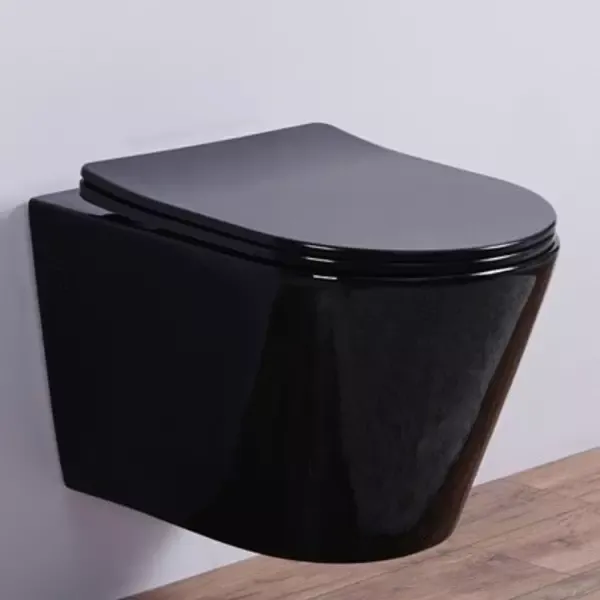Подвесной унитаз безободковый «Esbano» Clavel чёрный с сиденьем дюропласт с микролифтом чёрное