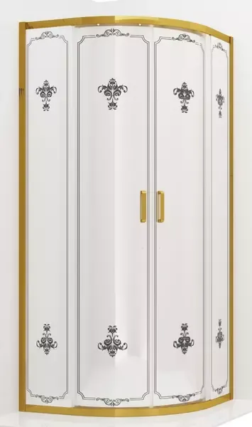 Душевой угол-ограждение «Ambassador» Royal 18015306 90/90 белый с рисунком/золото без поддона универсальный