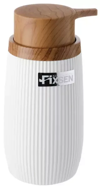 Дозатор для мыла «Fixsen» White Boom FX-412-1 на стол белый/тёмное дерево