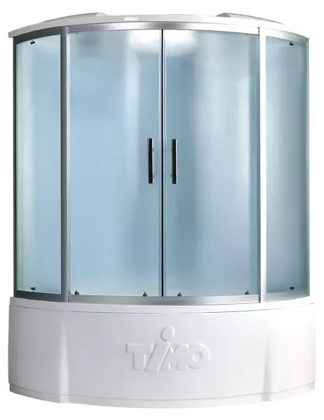 Душевой бокс «Timo» Standart Т-6625 125/125 с ванной матовый/белый с серебристым профилем с электрикой