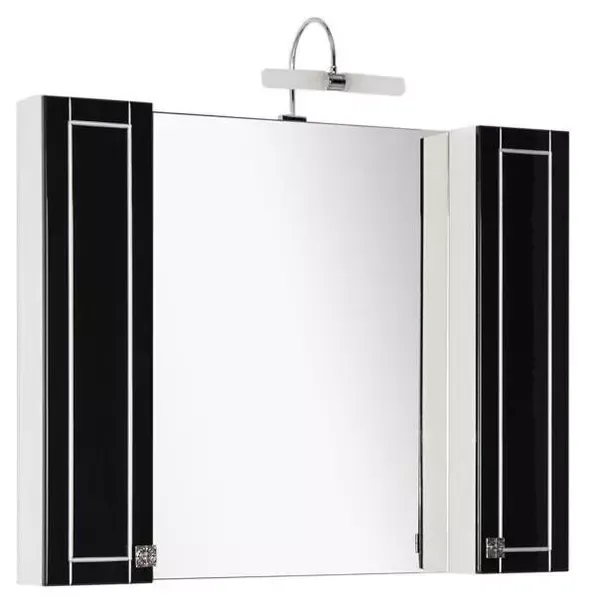 Зеркальный шкаф «Aquanet» Честер 105 без света чёрный с патиной серебро