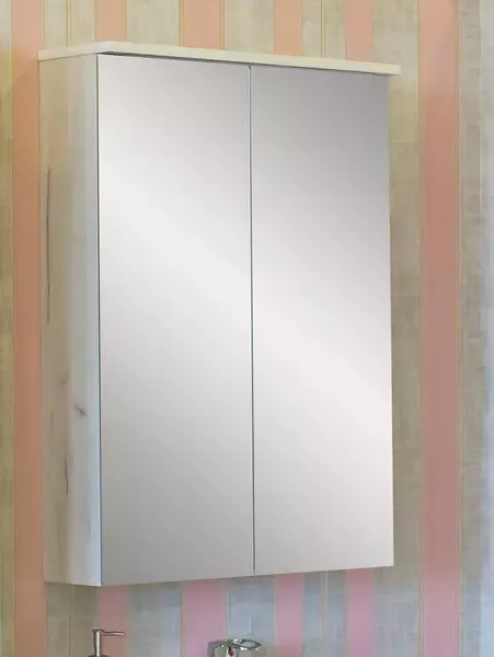 Зеркальный шкаф «Sanflor» Чикаго 75 с подсветкой дуб крафт белый
