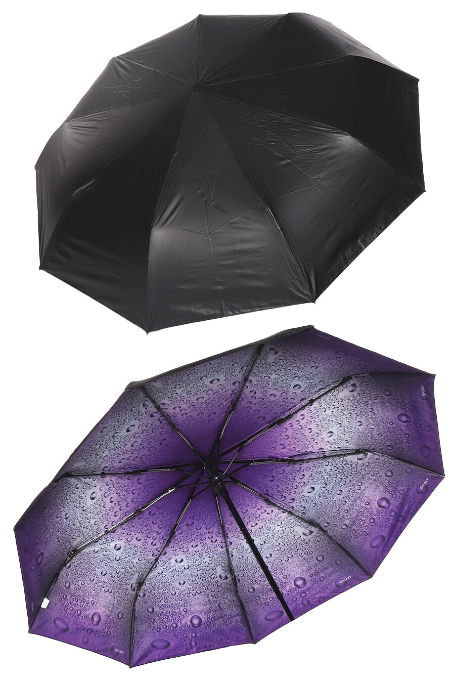Зонт жен. Universal D86-1 полный автомат (черный/фиолетовый)