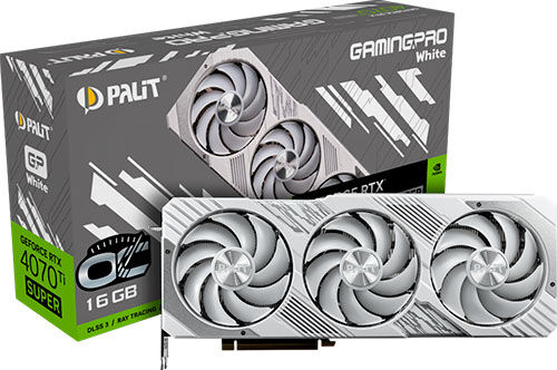 Видеокарта Palit GeForce RTX 4070 Ti SUPER GAMINGPRO WHITE OC 16GB (NED47TST19T2-1043W)