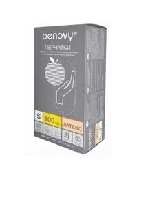 Перчатки латексные смотровые опудренные гладкие Benovy, вес 5,5 г (М) XS