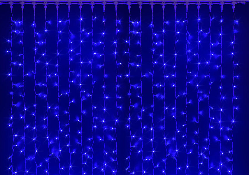 Светодиодный занавес (дождь) Rich LED 2*3 м, влагозащитный колпачок, синий, белый провод, RICH LED