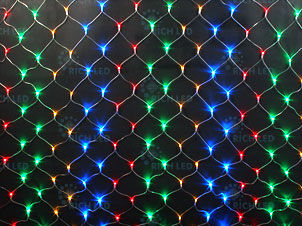 Светодиодная сетка Rich LED 2*3 м, мульти (красный, зеленый, розовый, синий),384 LED, 220 B, прозрачный провод. RICH LED