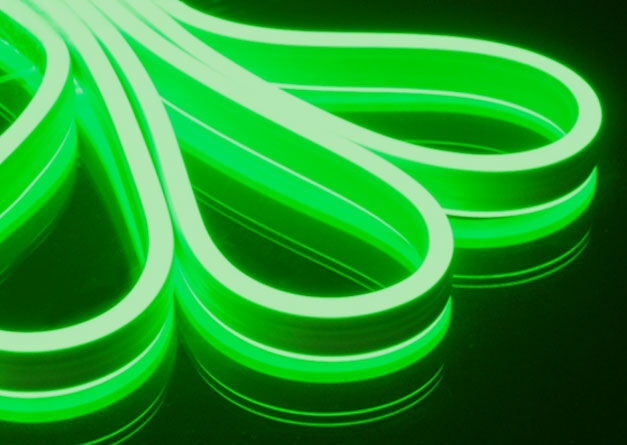 Светодиодный Гибкий Неон Rich LED, двухсторонний, зеленый, кратность резки 1 метр, размер 8*16 мм, 220 В, 50 м RICH LED