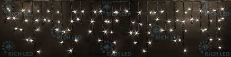 Светодиодная бахрома Rich LED, 3*0.5 м, теплая белая, черный провод, RICH LED