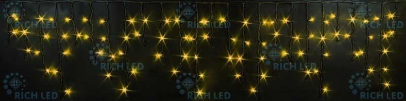Светодиодная бахрома Rich LED, 3*0.5 м, желтая, черный провод, RICH LED