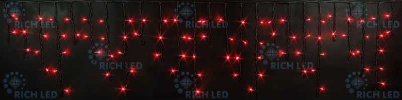 Светодиодная бахрома Rich LED, 3*0.5 м, красная, черный провод, RICH LED