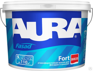 Краска для фасада и цоколя "AURA FASAD FORT" База TR 9л 