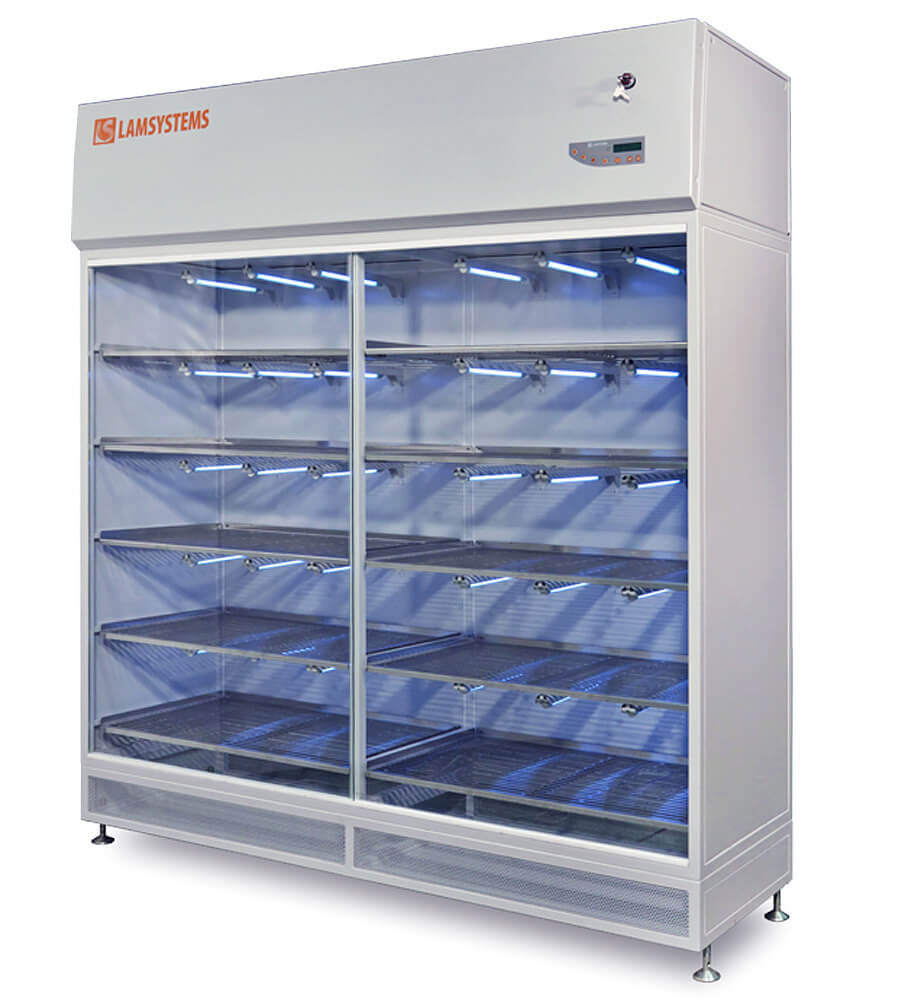 Шкаф стерильного хранения с раздвижными дверями и лампами УФО (КД 432.180.00, арт.2R-S.320-18)