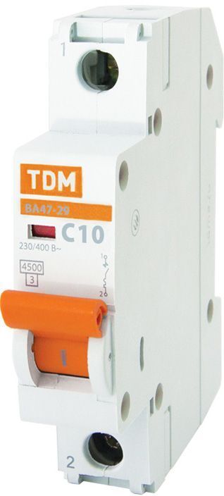 ТДМ Электрик автомат 1P 10А хар-ка С / TDM Electric ВА 47-29 выключатель ав