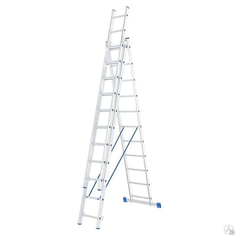 Лестница трехсекционная универсальная алюминиевая H 252/419/588 см