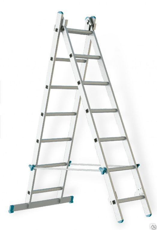 Лестница двухсекционная универсальная алюминиевая Н 338/562 см; 12 ступеней