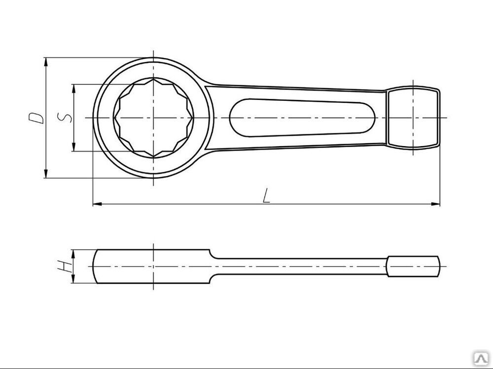 Ключ накидной ударный омедненный 22 мм КГКУ ТУ (40Х) М30-50 ТУ 3926-020-53581936-2019