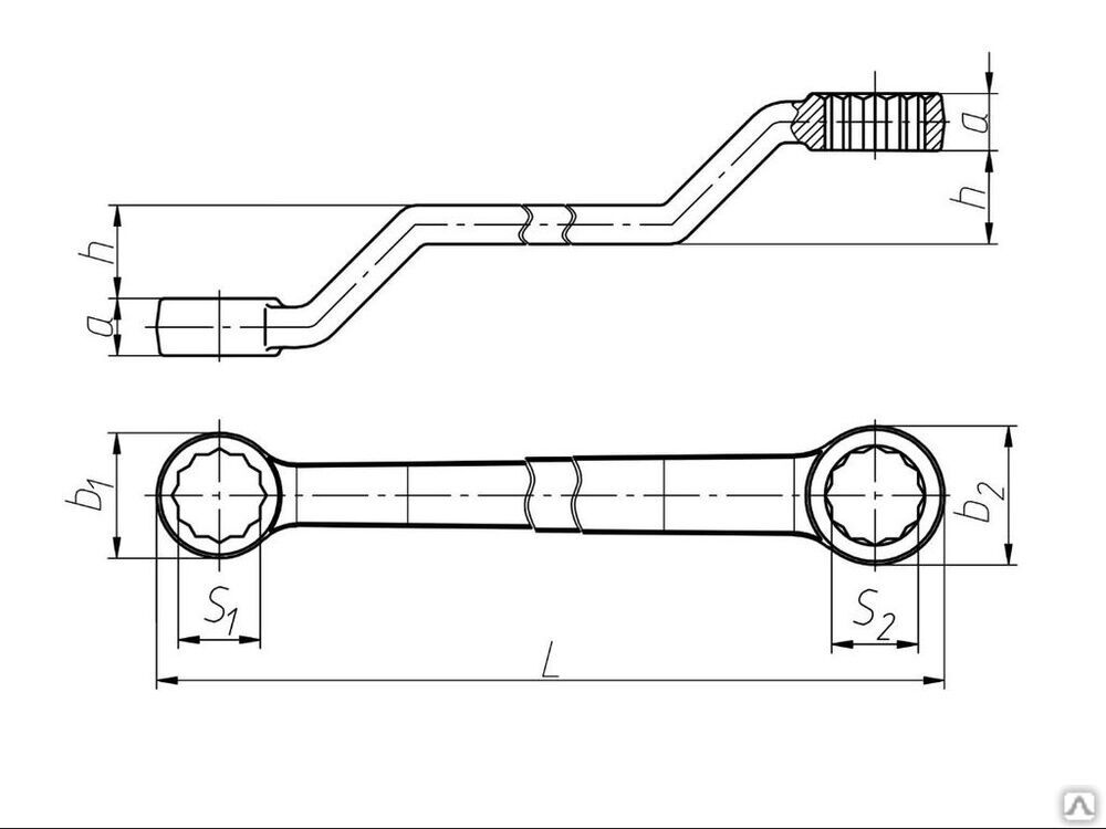 Ключ омедненный коленчатый кольцевой двусторонний 12х13 мм КГН ТУ (40Х) М30-50 ТУ 3926-031-53581936-2018
