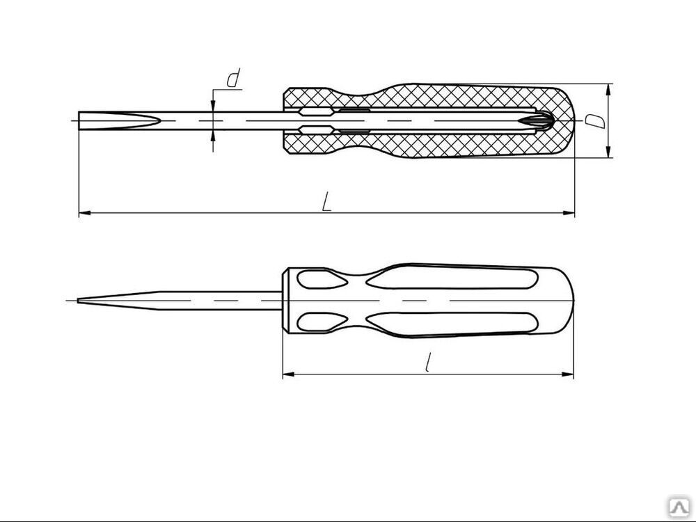 Отвертка комбинированная (крест РН2 и пр шлиц 1,2х6,0 мм) L165 2