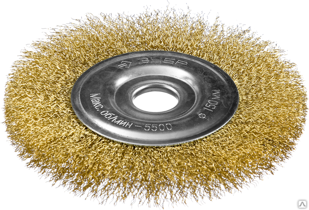 Щетка дисковая 150 мм для УШМ, Профессионал Витая стальная латунированная проволока 0,3 мм ЦО ф22 мм Зубр 35187-150