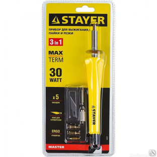Прибор для выжигания пайки и резки с поставкой Stayer 220В 30Вт 5 насадок нож для терморезки (45221) 