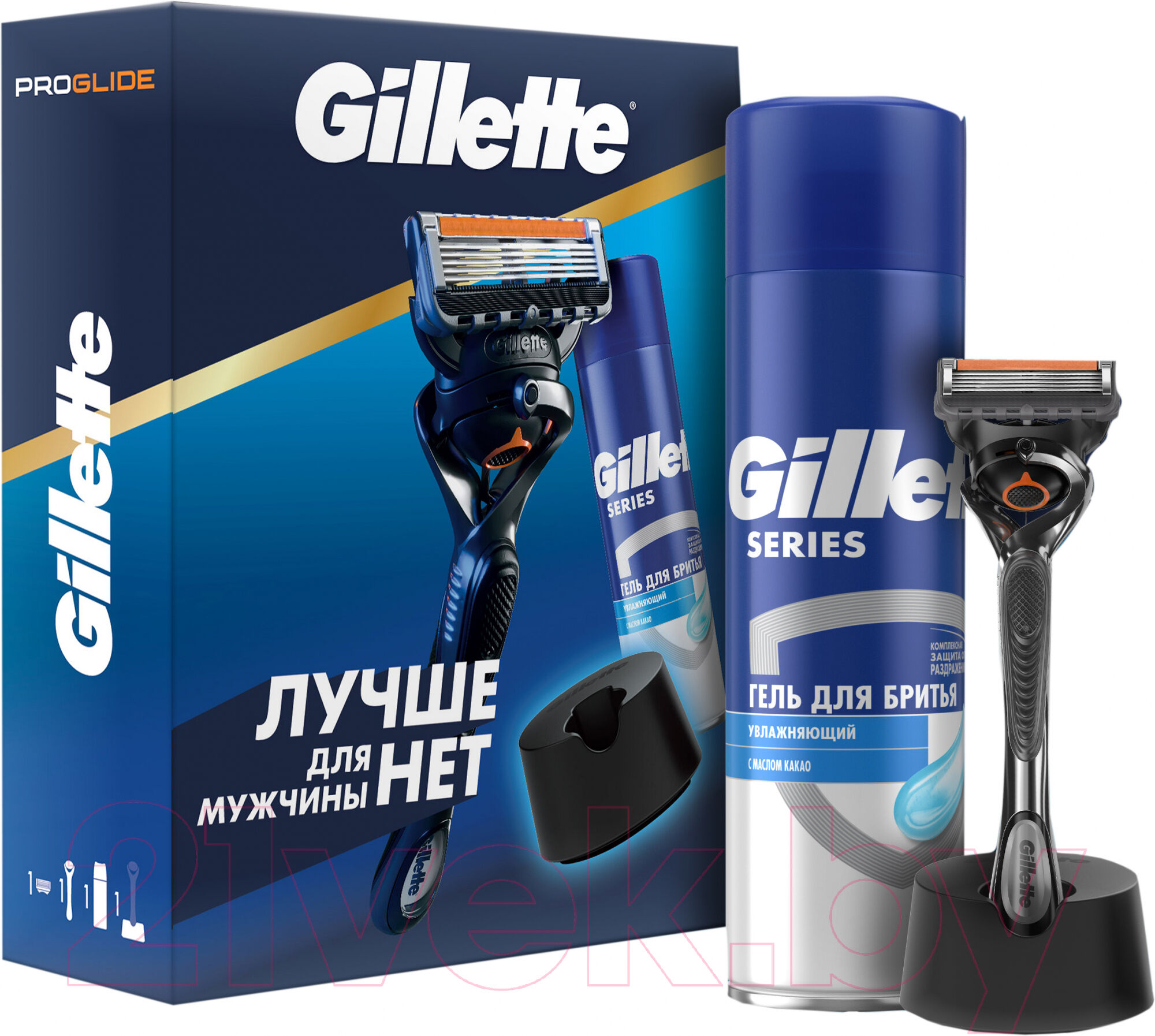 Набор для бритья Gillette Fusion ProGlide Flexball Станок+1 кассета+Гель для бритья Какао 1