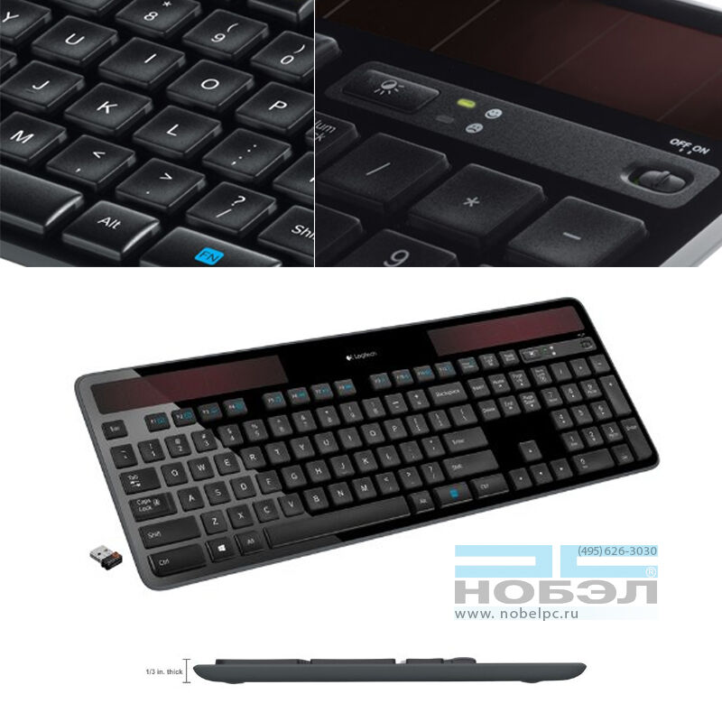 Клавиатура Logitech для ПК Logitech Solar K750 Black US раскладка длинный Shift для PC