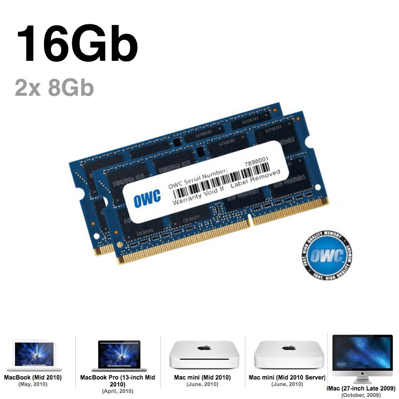 Комплект модулей памяти OWC 16GB (набор 2x 8GB) 1333MHZ DDR3 SO-DIMM 10600 для Apple 2011 iMac, mac mini, macbook pro