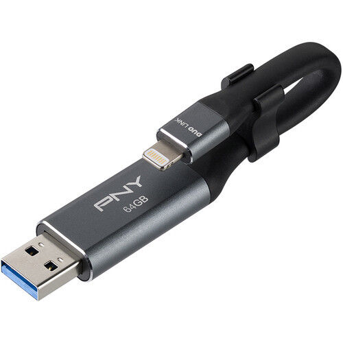 Флешка PNY Technologies 64GB DUO LINK USB 3.0 OTG Flash Lightning to USB-A для iPhone и iPad