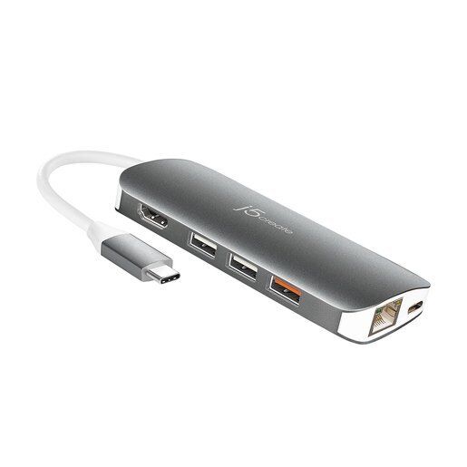 USB-хаб j5create USB-C с HDMI / VGA / Ethernet / USB Type-A 3.1 / PD 3.0 / картридер