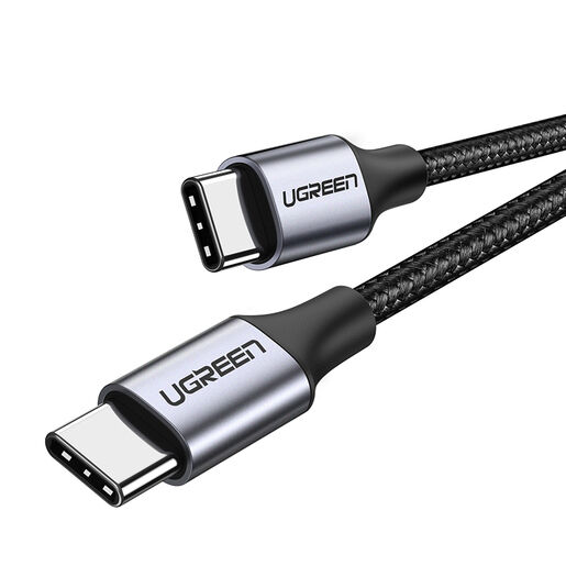 Кабель UGREEN USB 2,0 C M/M Round Cable Nickel Plating Aluminum Shell , 2м US261, серо-черный