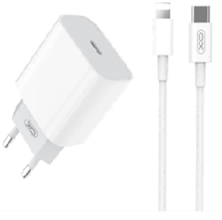 Сетевое зарядное устройство XO L129 USB-C (20W) + кабель Apple 1м, цвет белый, цена в Красноярске от компании Товары для дома и дачи.