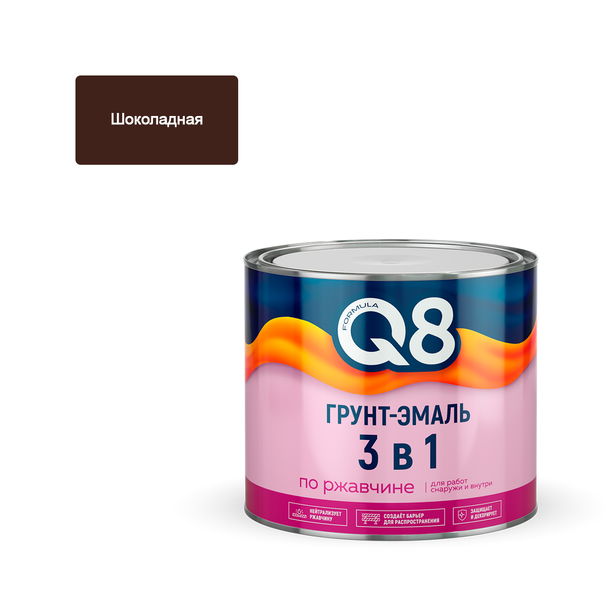 Грунт-эмаль FORMULA Q8 на ржавчину 3в1 шоколадная 1,9кг