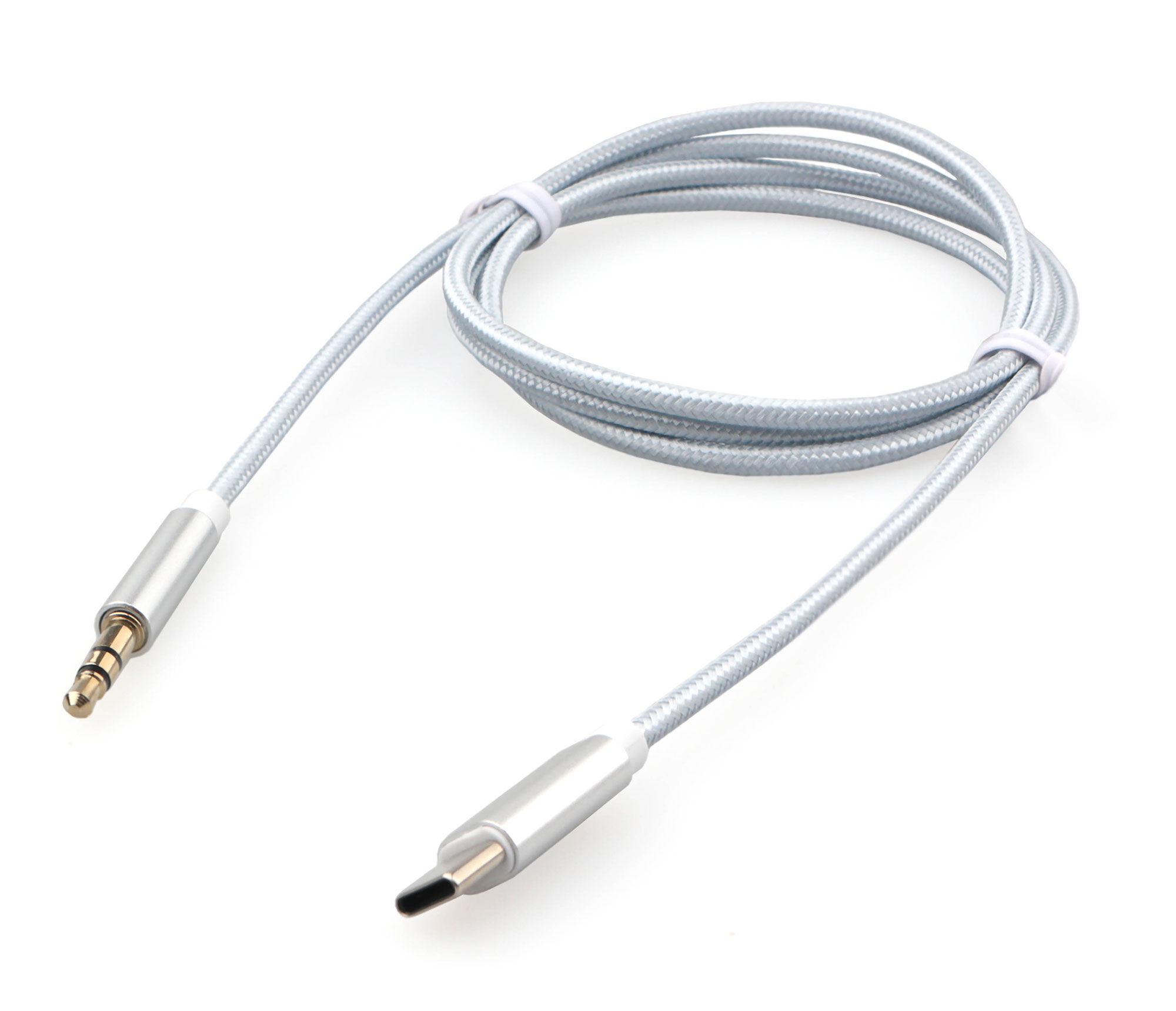 USB кабель шт.Type-C - шт.3,5мм 1м, тканевый, белый "Cablexpert"